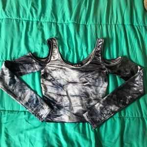 Crush Velvet Long Sleeve Off The Shoulder Crop Top